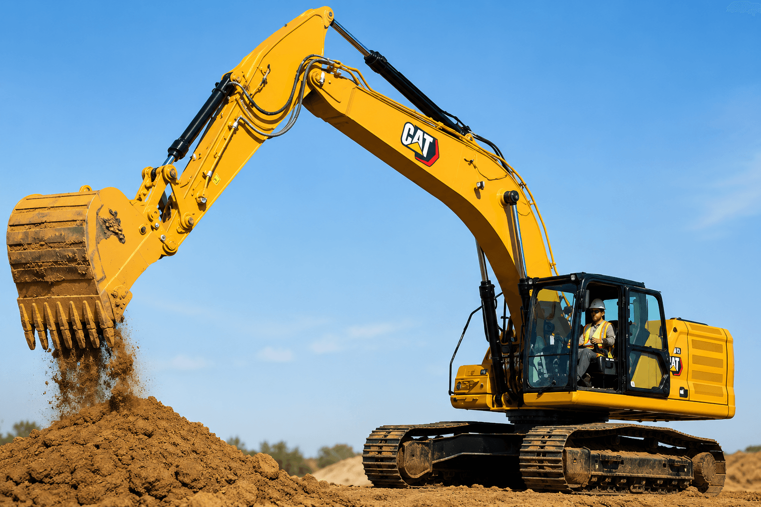 Heavy equipment on an active job site