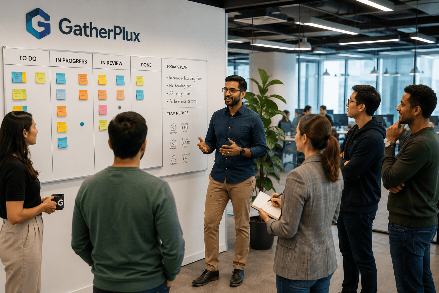 Collaborative planning dashboard on a desktop monitor
